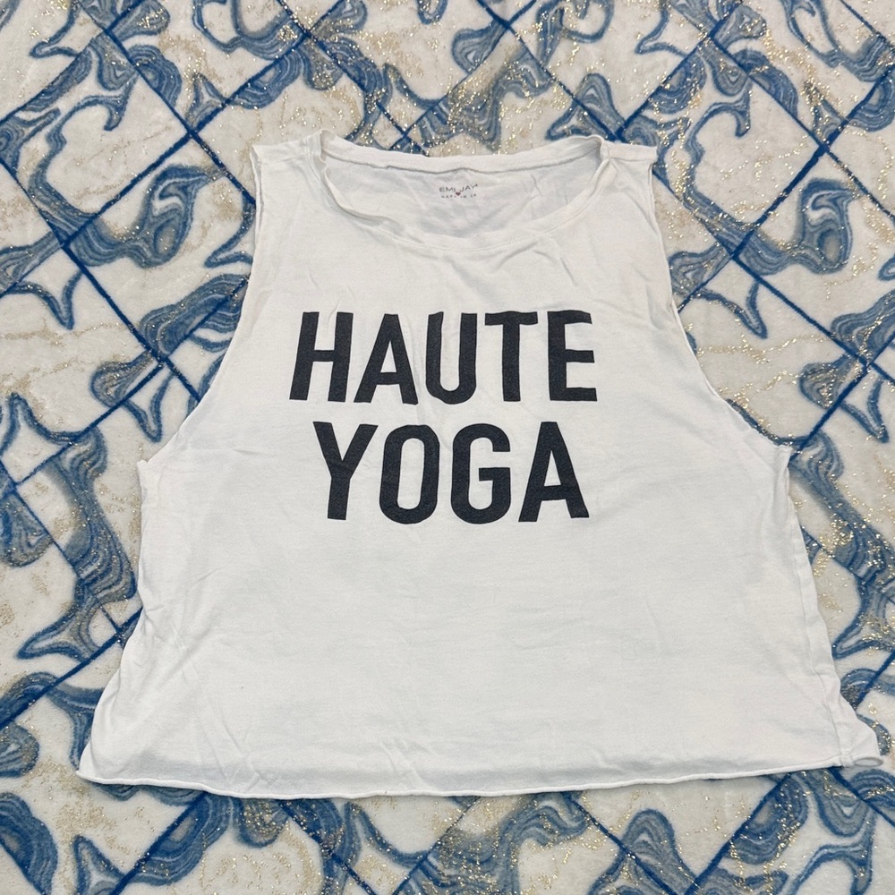 Emi Jay White Tank Top with Black Print